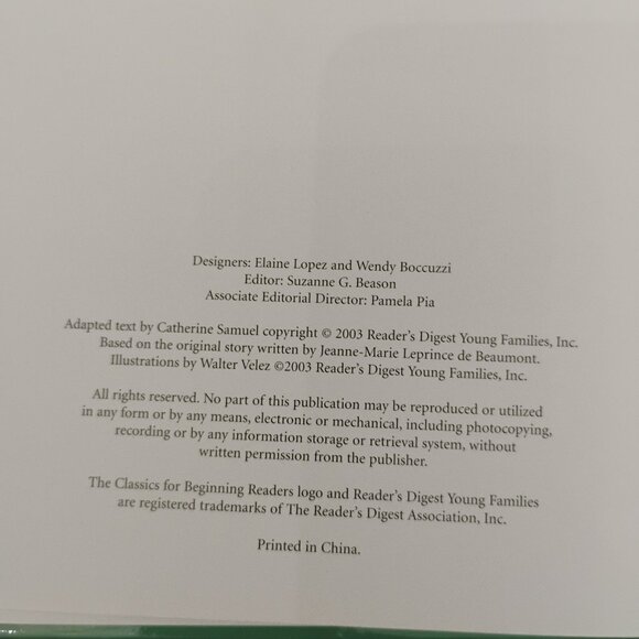 Beauty and the Beast Classics for Beginning Readers Readers Digest Hardcover - Picture 4 of 4